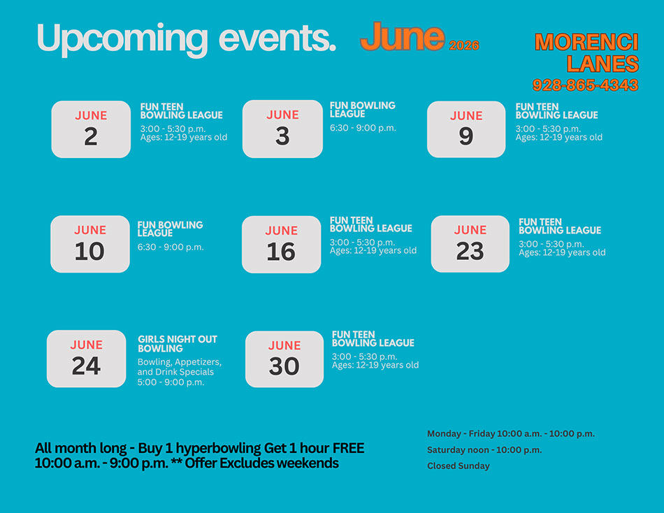 Morenci Lanes June Calendar
