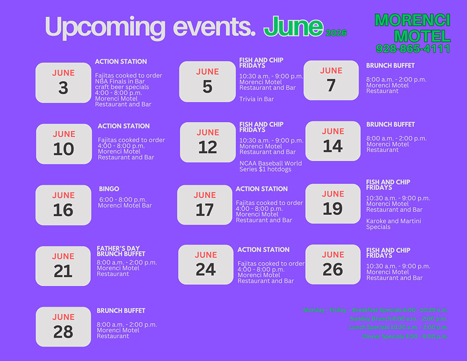Morenci MotelJune Calendar